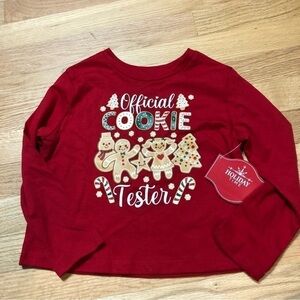 Official Cookie Tester Long Sleeve Shirt NEW XS 4-5 Christmas Red Kids